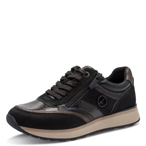 Tamaris Amara női sneaker cipzárral – fekete/barna