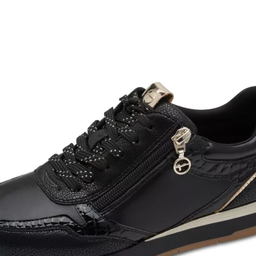 Tamaris Amara női sneaker cipzárral – fekete/barna
