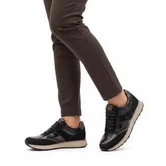 Tamaris Amara női sneaker cipzárral – fekete/barna