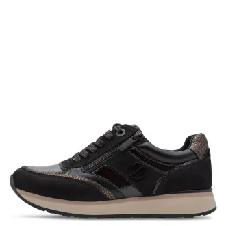 Tamaris Amara női sneaker cipzárral – fekete/barna