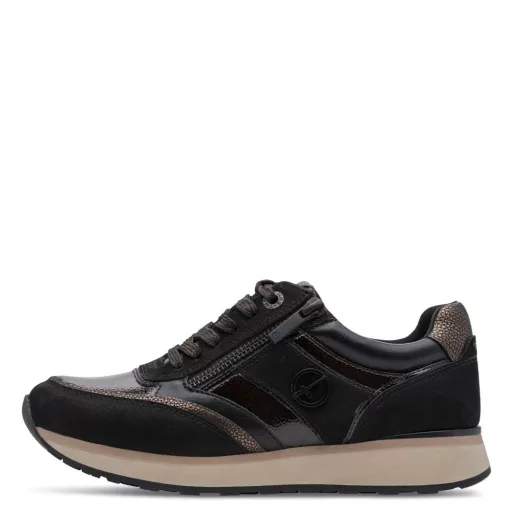 Tamaris Amara női sneaker cipzárral – fekete/barna