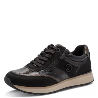 Tamaris Amara női sneaker cipzárral – fekete/barna