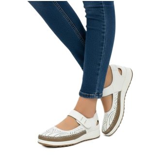 ANITA Női pántos félcipő bőr talpbetéttel fehér