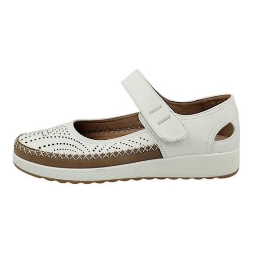 ANITA Női pántos félcipő bőr talpbetéttel fehér