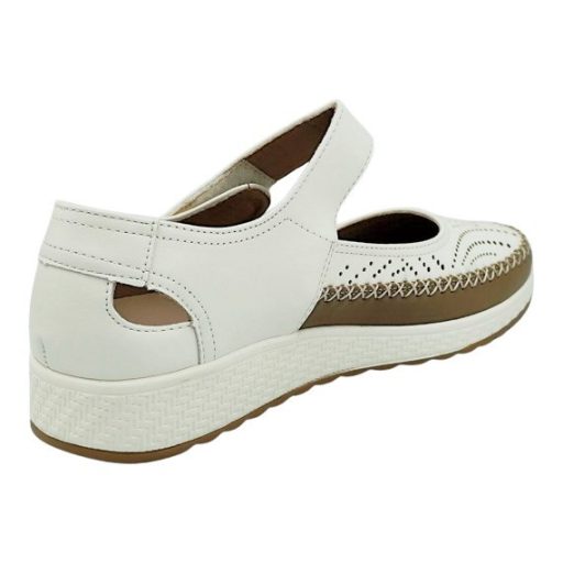 ANITA Női pántos félcipő bőr talpbetéttel fehér