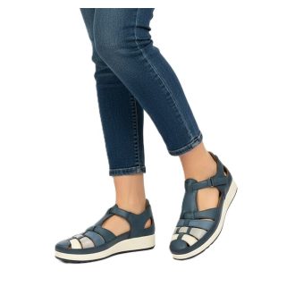   ANNARÓZA fonott női pántos nyári cipő – kék, kényelmes, szellős