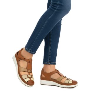   ANNARÓZA fonott női pántos nyári cipő – barna, kényelmes, szellős