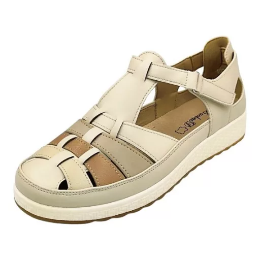 ANNARÓZA fonott női pántos nyári cipő – beige, kényelmes, szellős