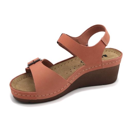 1130 LEON csinos bőr csatos női telitalpú szandál rózsaszín