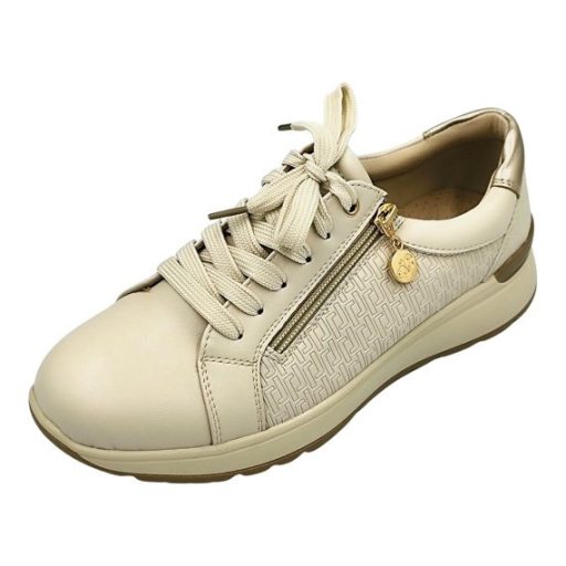 SoftWalk sportos női félcipő  - bőr talpbetéttel, cipzárral beige