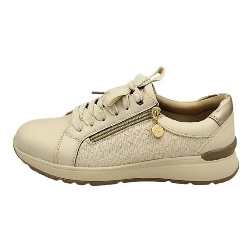 SoftWalk sportos női félcipő  - bőr talpbetéttel, cipzárral beige