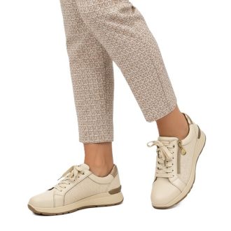   SoftWalk sportos női félcipő  - bőr talpbetéttel, cipzárral beige