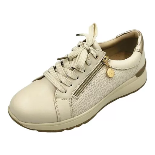 SoftWalk sportos női félcipő  - bőr talpbetéttel, cipzárral beige