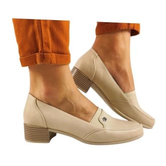   Copenhagen Chic tömbsarkú női alkalmi cipő bőr talpbetéttel beige