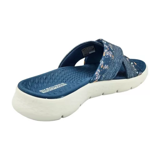 Skechers Go Walk Flex | Keresztpántos Skechers női papucs farmerkék pillangó mintás