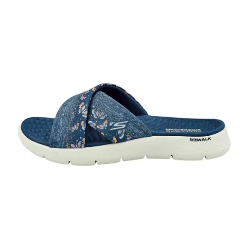 Skechers Go Walk Flex | Keresztpántos Skechers női papucs farmerkék pillangó mintás