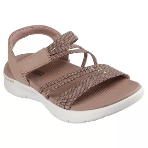 Skechers Go Walk Flex|  Női  elasztikus pántos szandál világosbarna