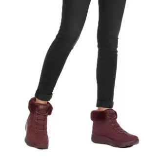  Skechers Hands Free Slip-ins On The Go – Cozy Fit  bélelt női bokacipő burgundi