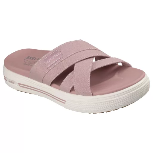 Skechers Arch Fit  | Gumírozott pántos női Skechers papucs párnázott Yoga Foam talpon rózsaszín