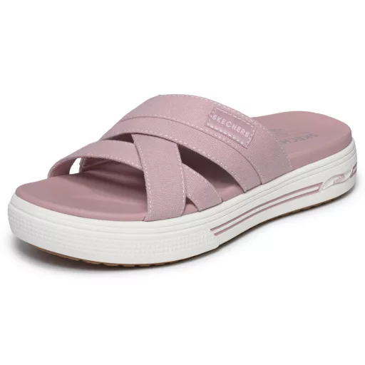 Skechers Arch Fit  | Gumírozott pántos női Skechers papucs párnázott Yoga Foam talpon rózsaszín