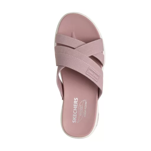 Skechers Arch Fit  | Gumírozott pántos női Skechers papucs párnázott Yoga Foam talpon rózsaszín
