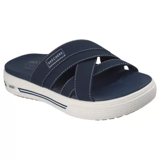   Skechers Arch Fit  | Gumírozott pántos női Skechers papucs párnázott Yoga Foam talpon kék