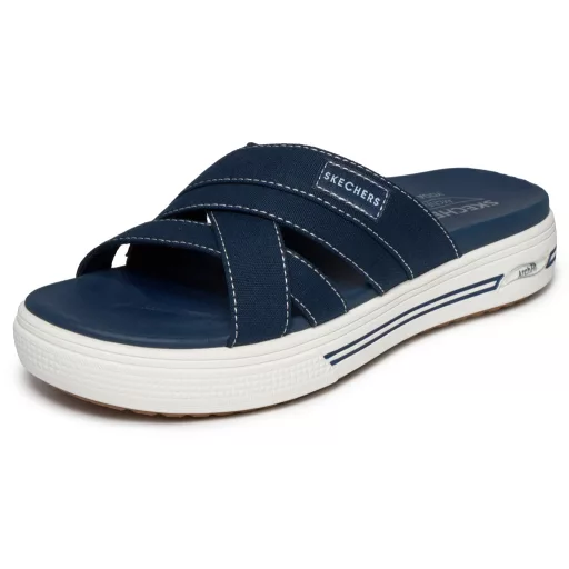Skechers Arch Fit  | Gumírozott pántos női Skechers papucs párnázott Yoga Foam talpon kék