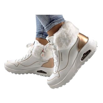 Skechers női Rugged UNO légpárnás bélelt csizma I White rose gold   Skechers női Rugged UNO légpárnás bélelt csizma I White rose gold