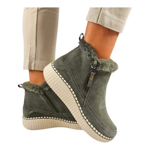 Skechers valódi bőr női bokacsizma olíva zöld | Wilshire fresh zip