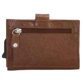   Hide and Stitches safety wallet barna bőr biztonsági pénztárca - alumínium kártyatartókkal