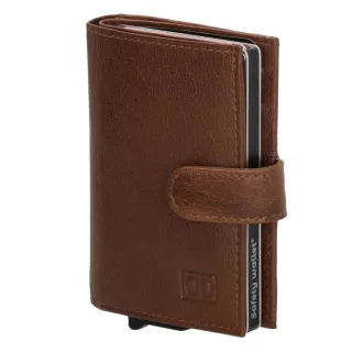   Hide and Stitches safety wallet barna bőr biztonsági pénztárca - alumínium kártyatartókkal