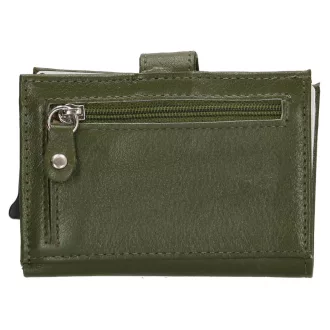   Hide and Stitches safety wallet olivazöld bőr biztonsági pénztárca - alumínium kártyatartókkal