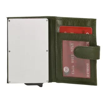   Hide and Stitches safety wallet olivazöld bőr biztonsági pénztárca - alumínium kártyatartókkal