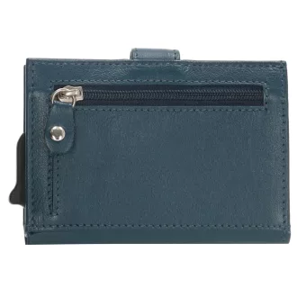   Hide and Stitches safety wallet farmerkék bőr biztonsági pénztárca - alumínium kártyatartókkal