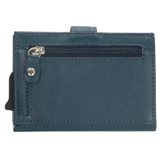 Hide and Stitches safety wallet farmerkék bőr biztonsági pénztárca - alumínium kártyatartókkal