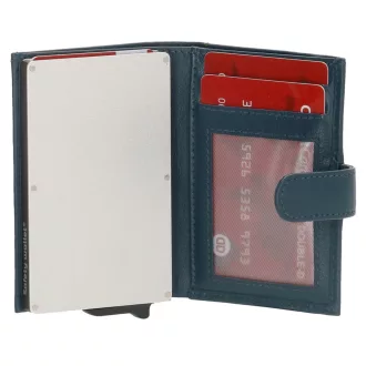  Hide and Stitches safety wallet farmerkék bőr biztonsági pénztárca - alumínium kártyatartókkal