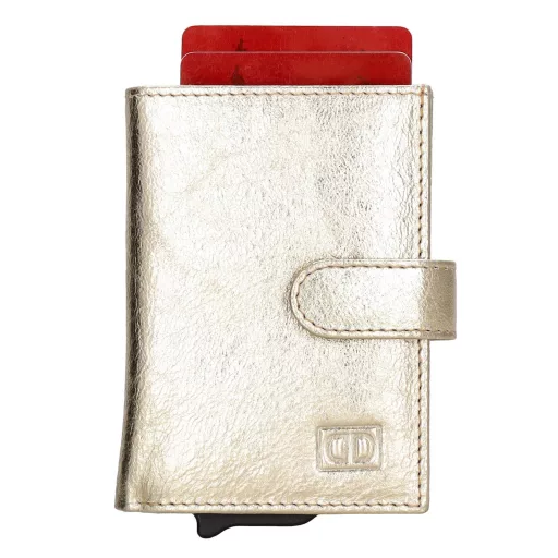Hide and Stitches safety wallet arany női bőr biztonsági pénztárca - alumínium kártyatartókkal