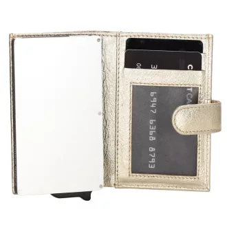   Hide and Stitches safety wallet arany női bőr biztonsági pénztárca - alumínium kártyatartókkal