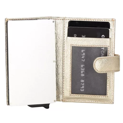Hide and Stitches safety wallet arany női bőr biztonsági pénztárca - alumínium kártyatartókkal