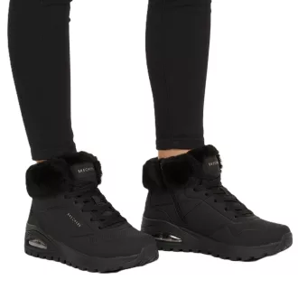   Skechers UNO Rugged – Arctic Avenue 190285 BBK fekete bélelt női magas szárú sportcipő
