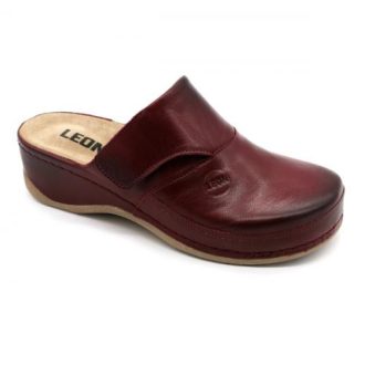   2019 Leon kivehető talpbetétes, tépőzáras bőr gyógyklumpa bordó 