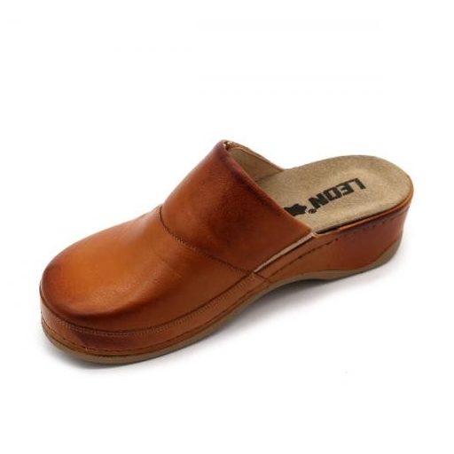 2019 Leon kivehető talpbetétes, tépőzáras bőr gyógyklumpa konyakbarna