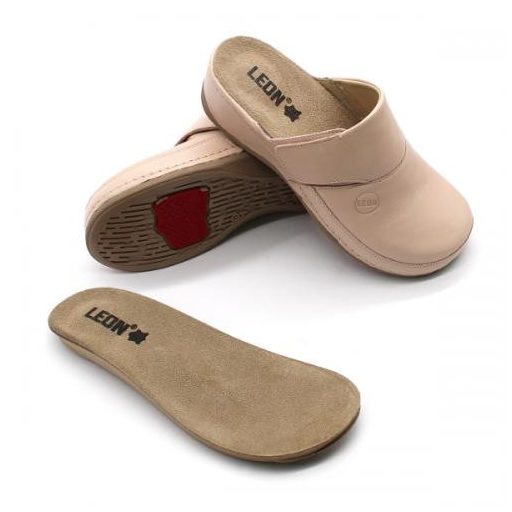 2019 Leon kivehető talpbetétes, tépőzáras bőr gyógyklumpa púder színben