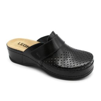   2022  Leon kivehető talpbetétes tépőzáras bőr gyógyklumpa fekete