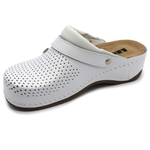 2023 Leon kivehető talpbetétes női bőr klumpa – munkavédelmi bevizsgálással fehér