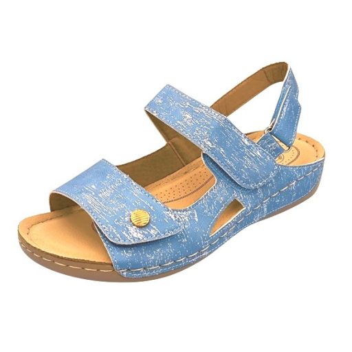 POSITANO lapos talpú női szandál tripla tépőzárral kék