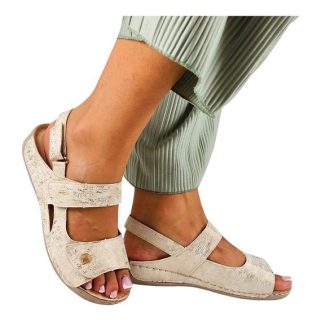   POSITANO lapos talpú női szandál tripla tépőzárral beige