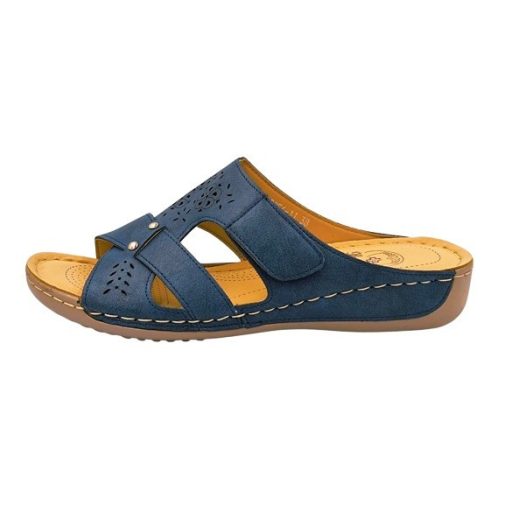 CAPRI keresztpántos, egy tépőzáras női papucs kék