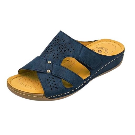 CAPRI keresztpántos, egy tépőzáras női papucs kék