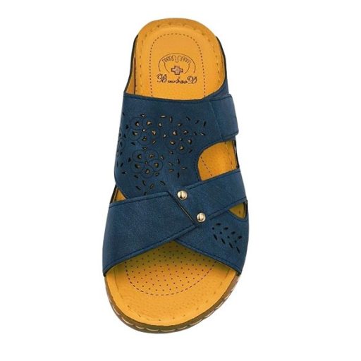 CAPRI keresztpántos, egy tépőzáras női papucs kék